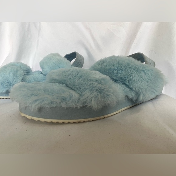 Abound Blue Furry Sling Back Slides Slippers 10 - Picture 5 of 8